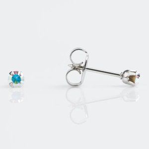 Studex Stainless Steel 3MM Rainbow Crystal Ear Piercing Earrings